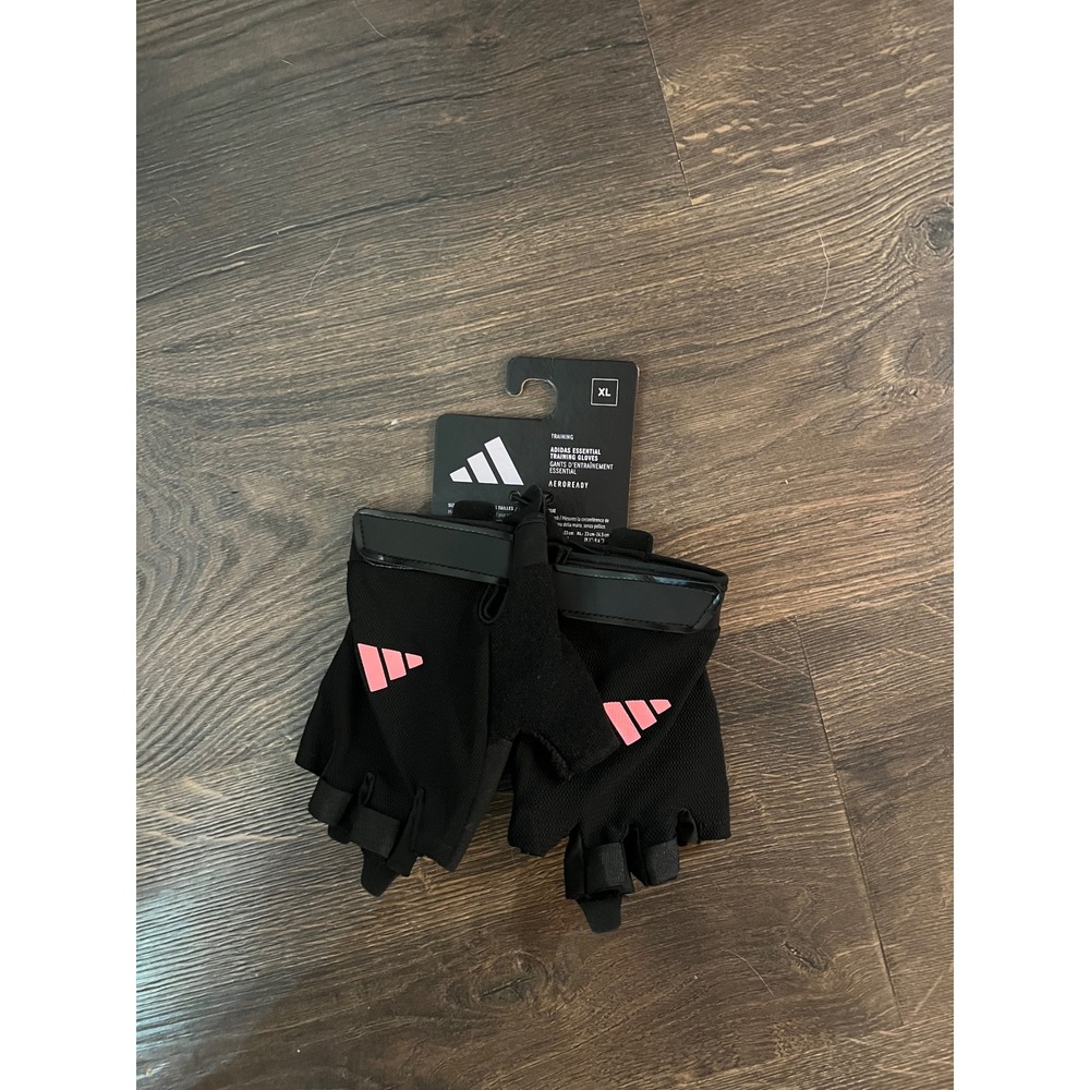 Adidas Essential Training Gloves Black Pink AEROREADY Fingerless Gym XL NEW